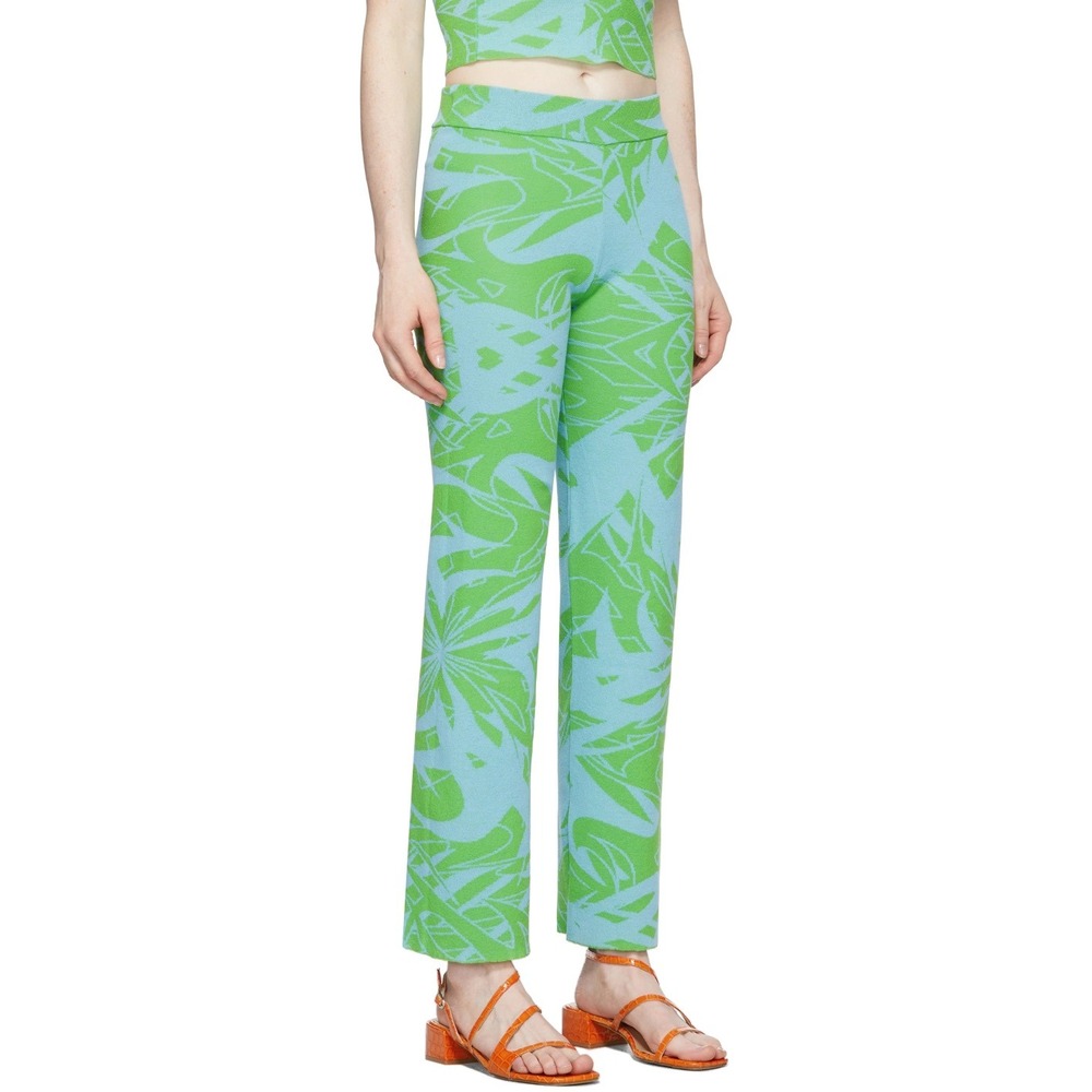 Paloma Wool Green Blue Abstract Knit Straight Leg Pants Size M